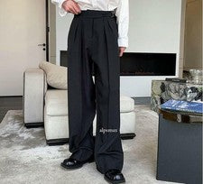 Pantalones de traje sueltos de diseño para hombre para jóvenes informales color puro moda pantalones pantalones