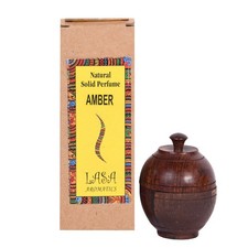Perfume natural sólido ámbar Lasa fragancia de larga duración para cuerpo en tarro de madera