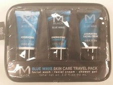 Kit de viaje Blue Wave paquete de 3 crema, gel de ducha, kit de cuidado de la piel lavado facial M-negro
