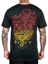 Camiseta Sullen Art Tigre Estilo Gradiente Tatuaje Calavera Tintada Arte Floral SCM3748-NEGRO