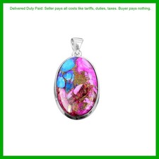 Colgante Boho Natural Natural Kingman Rosa Dalia Turquesa Plata de Ley 925