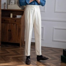 Para hombres Cintura Alta Recto Nápoles Vestido Pantalones Gurkha Traje de Negocios Pantalón Informal