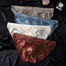 Lote de 4 piezas de bikinis de satén sexy para hombre bragas boxer ropa interior de moda M-3Xl