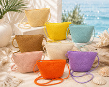Mini Bandolera Mujer Paja Tejida a Mano Boho Verano Cartera de Hombro Nuevo