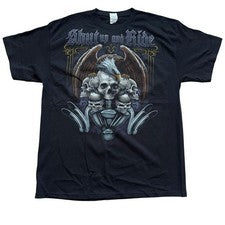 Camisa Y2K Biker Shut Up And Ride águila calavera gráfica talla XL