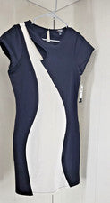 Vestido ceñido al cuerpo Fashion Star Macy's para mujer talla 10 negro blanco color bloque