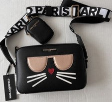 Nuevo Karl Lagerfeld Bolso de Hombro Gato Negro Bolso de Mano Correa Ajustable Monedero