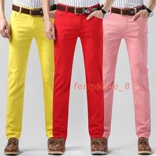 Pantalones de mezclilla para hombre de algodón de pierna recta elásticos pantalones calce ajustado moda