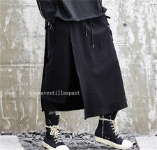 Pantalones de pierna ancha para hombre Pantalones de falda Culottes Pantalones de estilo callejero japonés De colección