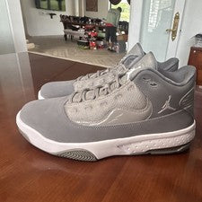 Zapatillas Jordan Hombre Gris Blanco Medio Top Con Cordones Goma Suela Baloncesto