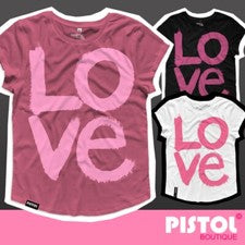 Pistol Boutique Mujer Cuello Redondo Informal Love Pintura Grafiti Moda Camiseta