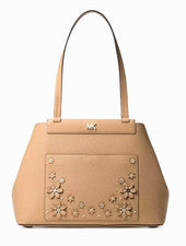 Nuevo Bolso de Mano Michael Kors Meredith Para Mujer Mediano E/N Cuero Adjunto Butternut
