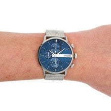 Oozoo Reloj Pulsera Hombre Relojes Analógico Metal Mesh Plata