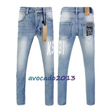 NUEVO KSUBI Para hombres Azul Claro Estampado Letras Pantalones High Street Moda Pantalones