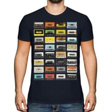 Retro Casete Cintas Moda Hombre Estampado Camiseta Vintage Música 70S 80S