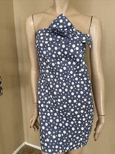 Vestido para mujer azul a lunares de algodón informal de verano con cremallera abierta lazo talla S solero