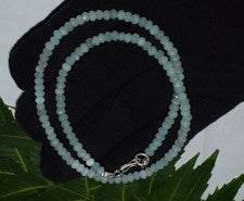 Aqua Calcedonia 925 Plata Cuentas Garganta Chakra Moda Collar Joyería