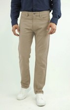 NUEVO JACHS Pantalones Para Hombre Calce Recto Elastizados Sarga 5 Bolsillos 40x34 Taupe