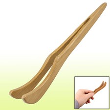 Pinzas de té de punta curva de madera para el hogar pinzas de cocina utensilio 7 pulgadas color madera