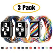 PACK de 3 correas trenzadas de bucle solo para Apple Watch 11 10 9 8 7 6 5 4 44/45/49 mm