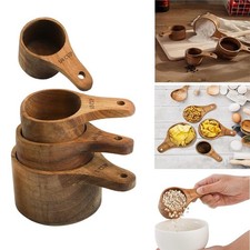 Juego de 4 cucharas medidoras de madera para hornear granos de café cocina esenciales