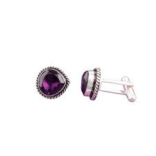 925 plata esterlina febrero amatista natural púrpura gemelos de boda joyería