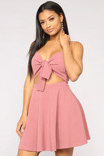 Vestido Ofelia con lazo en la parte delantera - Marsala, vestido rosa, mujer, bonito, PEQUEÑO
