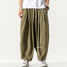 Pantalones informales harén sueltos estilo chino para hombre Yoga Kung Fu pierna ancha pantalones largos