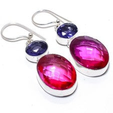 Pendiente de joyería de plata esterlina 925 con piedras preciosas de...