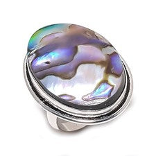 Anillo de joyería de plata de ley 925 concha de abulón tamaño 7 X-Mas regalo a243