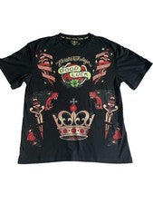 Camiseta Christian Audigier Para Hombre Negra Buena Suerte Gema Estrás Gráfico Talla M