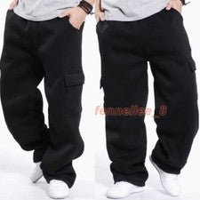 Pantalones informales sueltos de hip hop grandes más gruesos para hombre Pantalones de varios bolsillos Moda