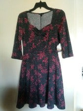 Mini Vestido de Fiesta Bebop Para Mujer Junior M Negro/Rojo Brillante Frente Cinchado Mediano