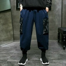 Pantalones cargo para hombre pantalones grúa cintura elástica Oriente vintage estilo retro informal