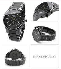 RELOJ EMPORIO ARMANI HOMBRE CERÁMICA CON CORREA DE ACERO Y ESFERA NEGRA AR1452 GENUINO