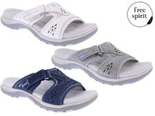 Sandalias Free Spirit Earth para dama zapatos sin cordones cómodos de verano con cierre táctil