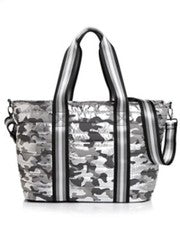 Bolso grande de nailon Think Royln para mujer con correa en camuflaje plateado brillante nuevo con etiquetas