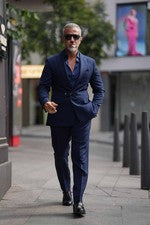 Nueva Moda Para Hombre Chaqueta Pantalón Azul Marino Sólido 2 Piezas para Negocios Ropa de Boda