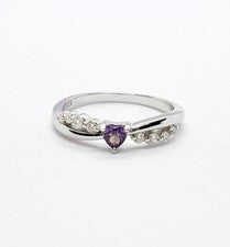 Anillo Corazón Amor Púrpura Brillante Genuino Plata de Ley 925 Talla J L N P R 💖
