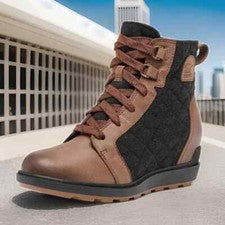 Botas impermeables SOREL Evie II Lace Plus para mujer tabaco/negras nuevas talla 8