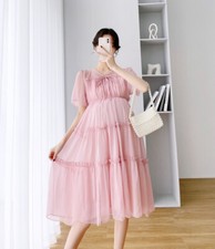 Vestido para mujer embarazada de hadas verano moda línea A gasa malla vestido de gasa