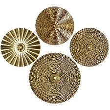 4 Piezas Decoraciones de Pared Disco Escultura con Soporte Hogar Colgantes Decorativos