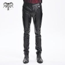 Pantalones góticos negros de moda Diavil para hombre de cuero sintético en relieve pantalones ajustados