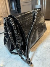 Bolso de hombro House of Harlow 1960 cadena negra correa plateada para mujer mediano