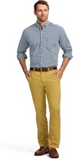 Pantalones chinos americanos caqui IZOD para hombre talla 32x34 frente plano calce recto regalo nuevos