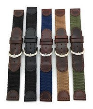 Correa de reloj de lona de nailon de cuero marrón negro de 18 mm para reloj del ejército suizo