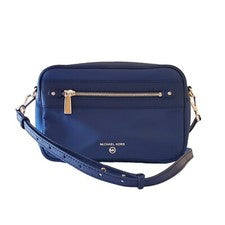 Bolso Bandolera Michael Kors Jet Set Charm Para Mujer Azul Marino Nylon Cuero Borde