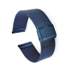Edelstahl Milanaise-Mesh Uhrenarmband Modell Ulm blau 22 mm