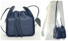 Bolso de hombro Brooks Brothers para mujer de cuero liso mini cubo azul marino