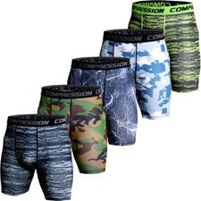 Pantalones Cortos de Compresión Bajo Capa para Hombres Moda Estampado 3D Camuflaje Atlético Tig